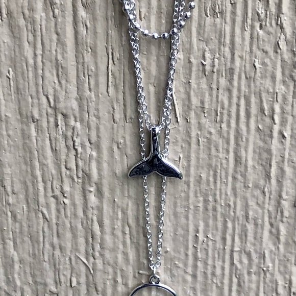 Multi strand silver necklace with whale taile and wave-New - Picture 4 of 4